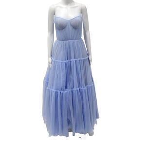Milla Womens Blue Tulle Sweetheart Ball Gown Lace Up Sleeveless Size M